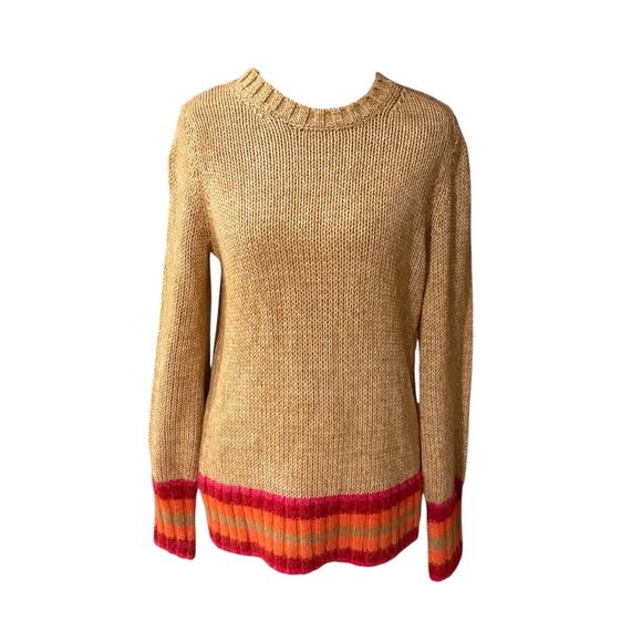 GAP Tan Sweater with color lock accents. SZ M. - Picture 1 of 14